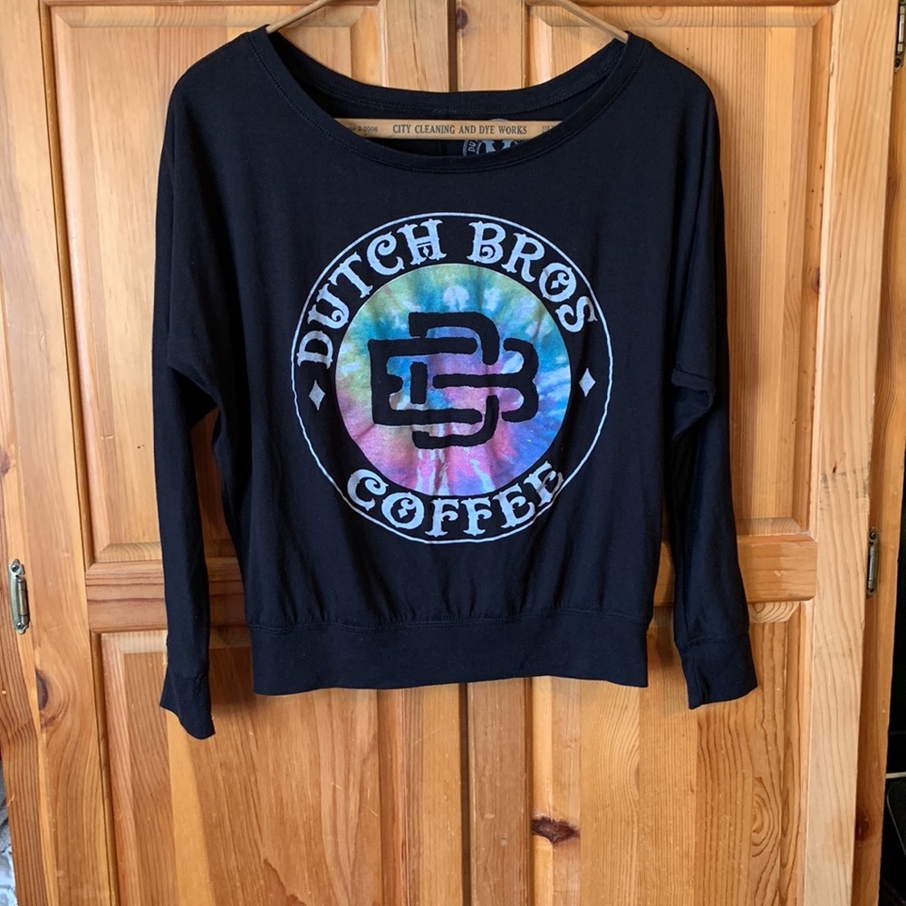 Dutch Bros Black Top Tie Dye Logo 92 Size Medium